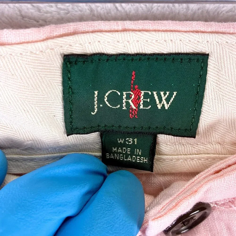 J.Crew Shorts Mens 31 (32) Pink Oarsman Linen Pleated Preppy Beach Hamptons